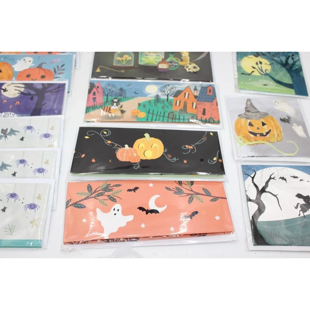 Lot of 62 Total Halloween Panoramic Pop Up Greeting Cards/Regular/Treat Bags NEW